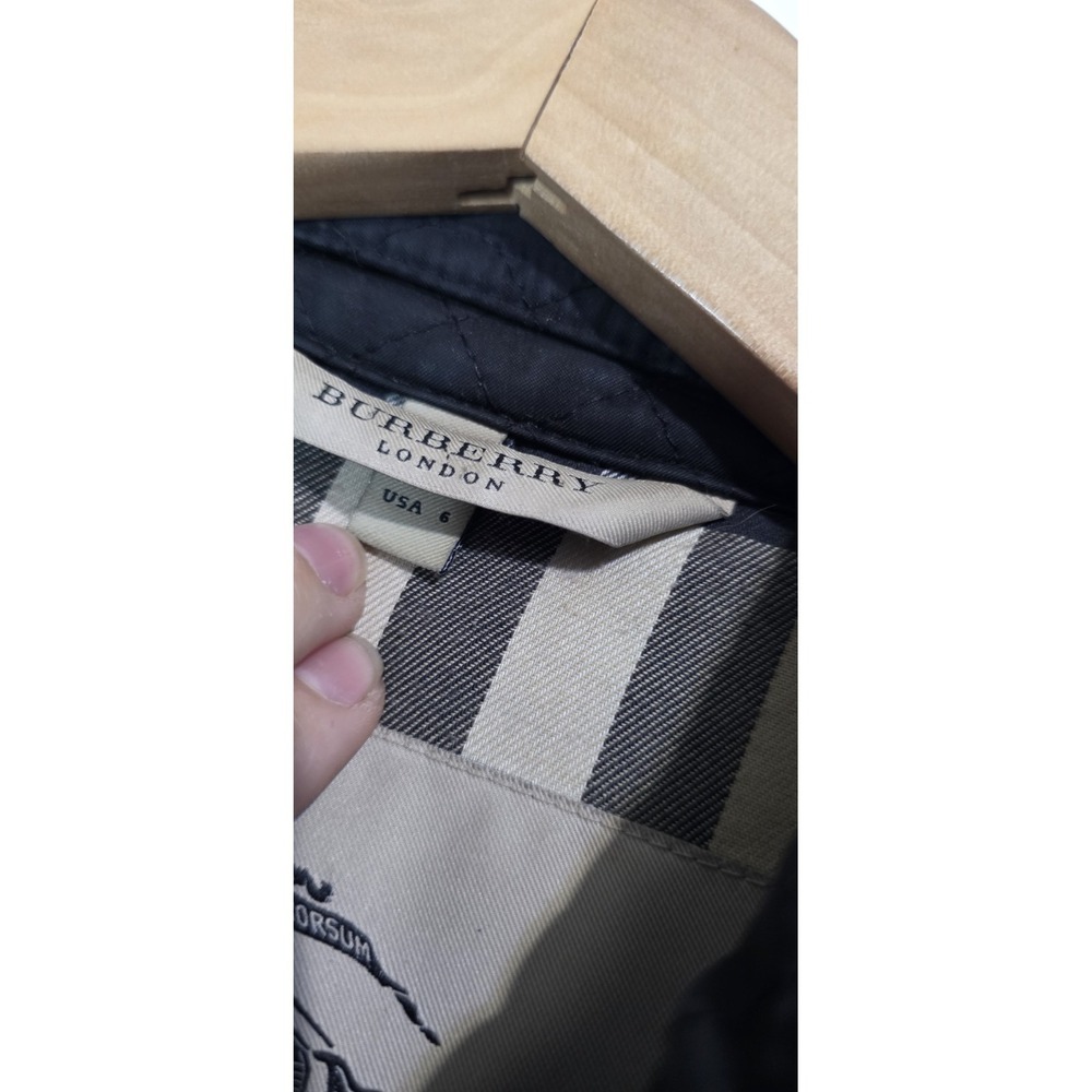Burberry London Quilted Mid Knee Length Trench Coat Jacket Black Woman 6 Belt - Picture 6 of 12